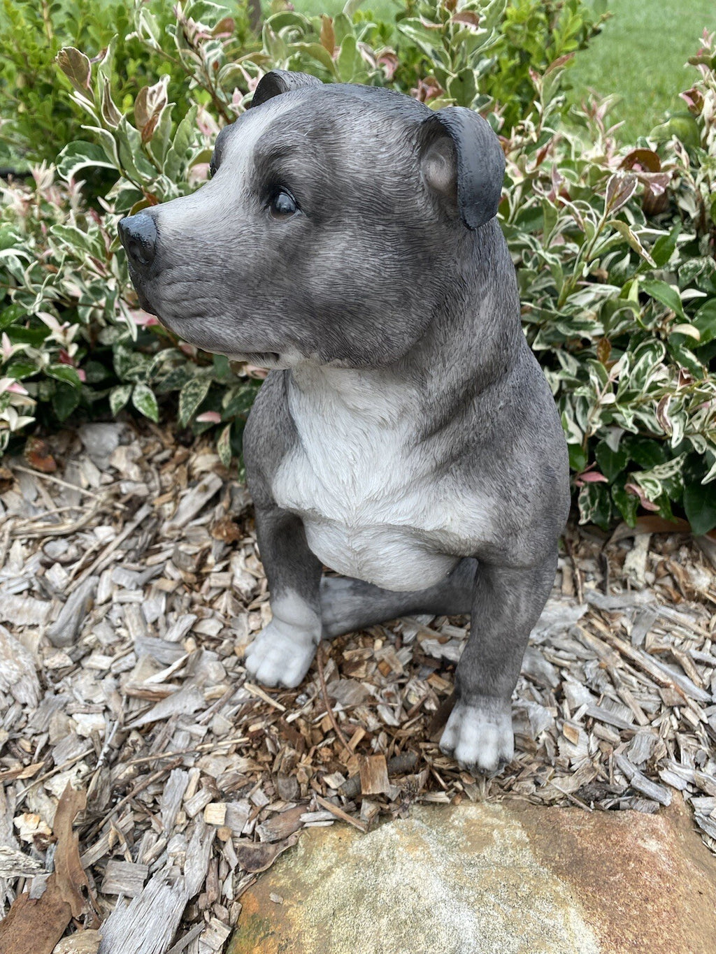 BLUE STAFFORDSHIRE -STAFFY PUPPY DOG ANIMAL GARDEN STATUE ORNAMENT FIGURINE