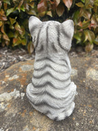 Resin Grey Tabby Cat Garden Statue | Sitting Cat Ornament