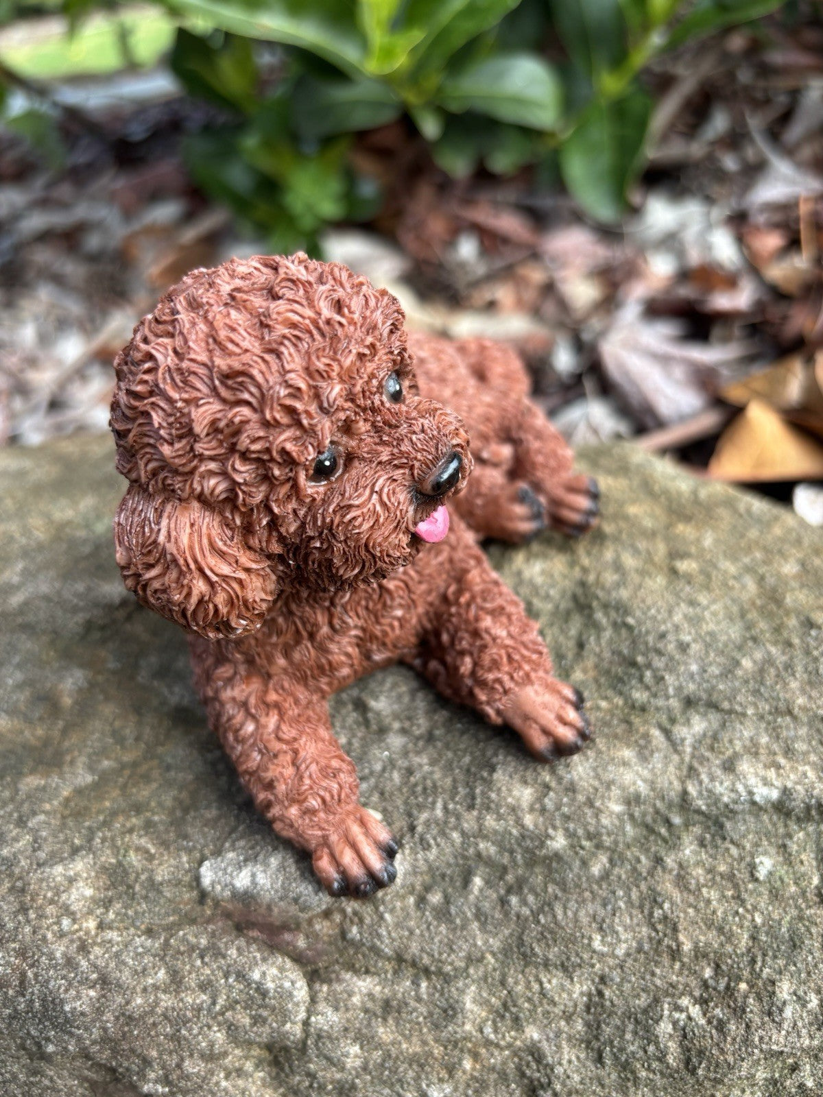 CAVOODLE SPOODLE POODLE STATUE BROWN PUPPY DOG ANIMAL GARDEN ORNAMENT SCULPTURE