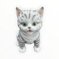 Resin Grey Tabby Cat Garden Statue | Sitting Cat Ornament