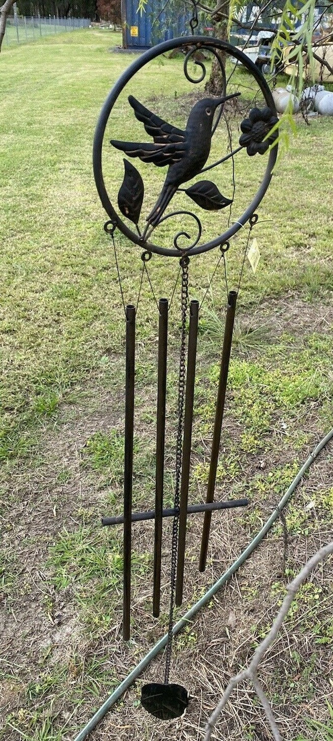 HUMMING BIRD WIND CHIME SPINNERS YARD GARDEN DEDCOR 106CM
