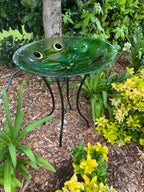Wild Bird Bath Feeder Food Station Garden Ornaments Green Frog Ladybug Bee Water