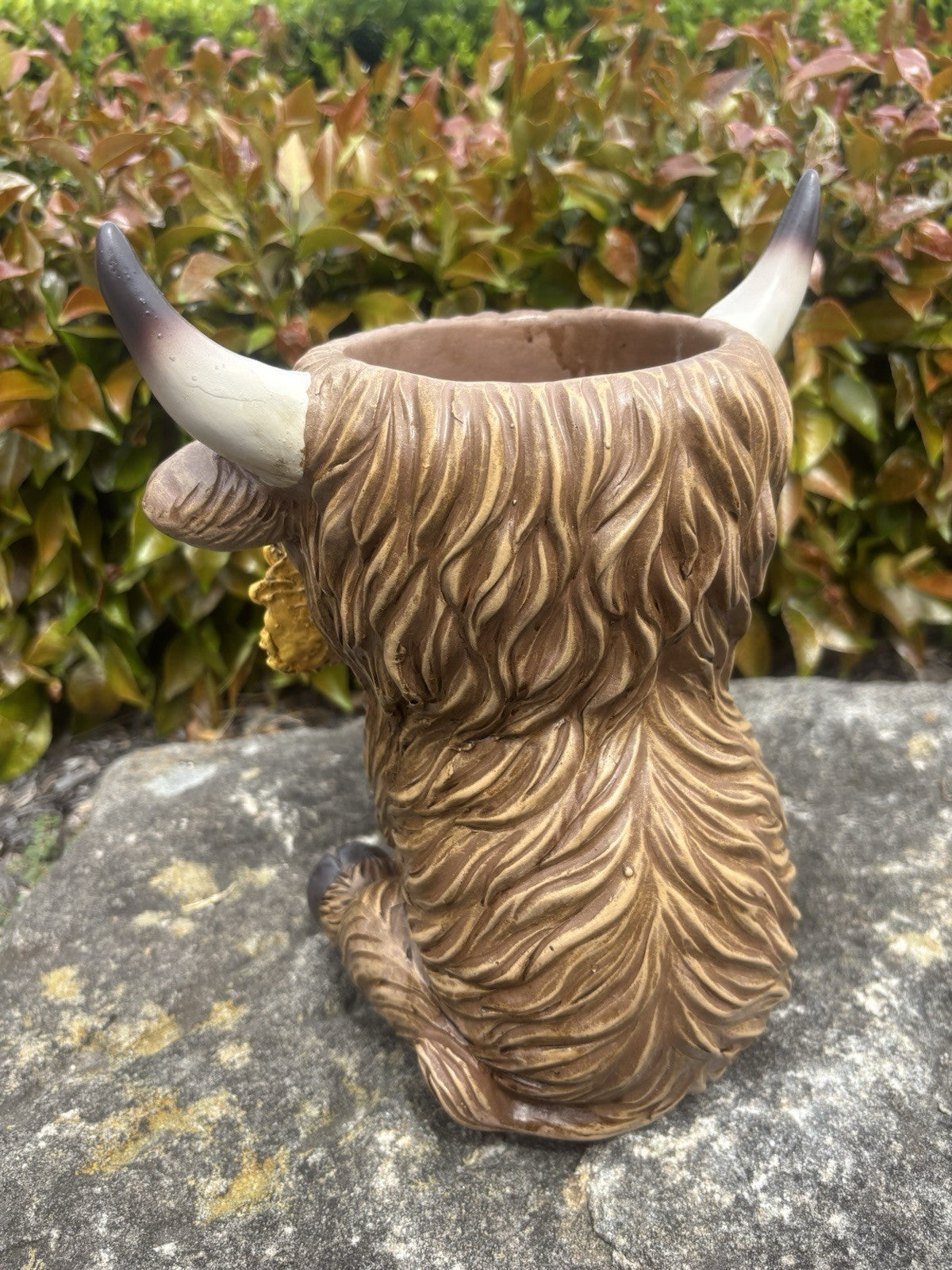 Highland Cow Resin Pot Planter Garden Ornament Sunflower Rustic Farmhouse Décor