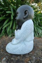 Monk Statue Sitting Garden Ornaments With White Robe 27 cm high