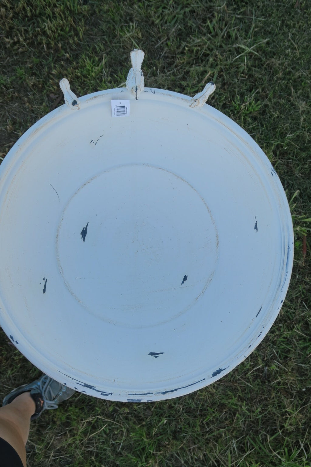 Wild Bird Bath Feeder Food Station Garden Ornaments Metal White Pad Bee Water