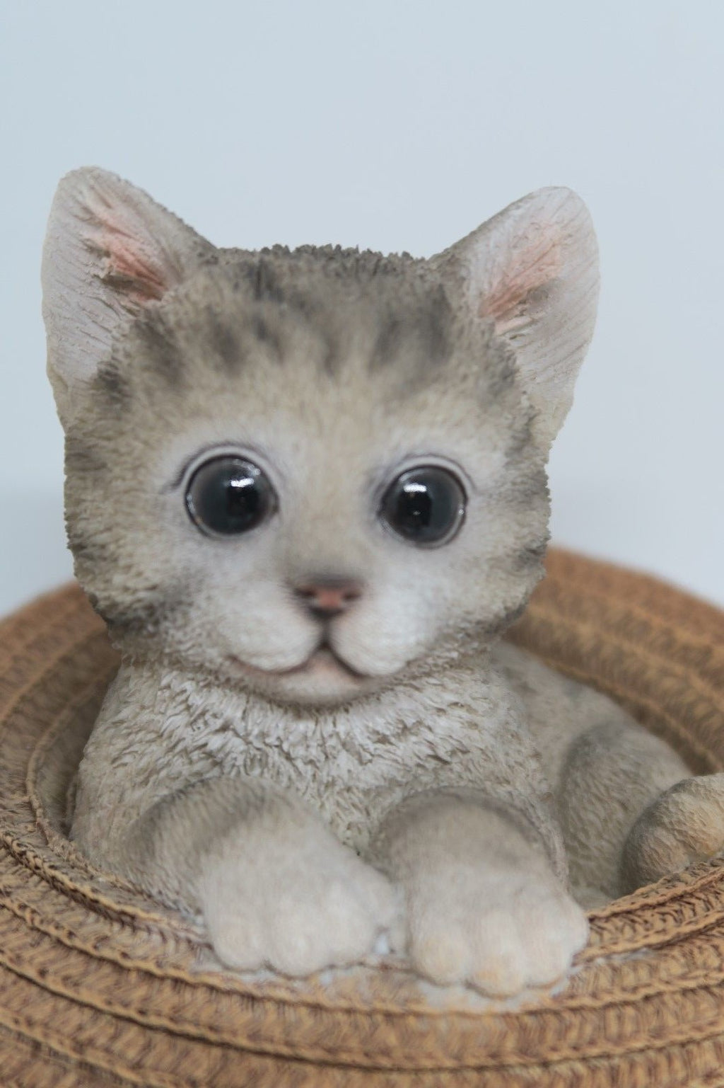 GREY TABBY CAT MEMORAIL IN A HAT MONEY BOX ANIMAL GARDEN STATUE ORNAMENT  GIFT