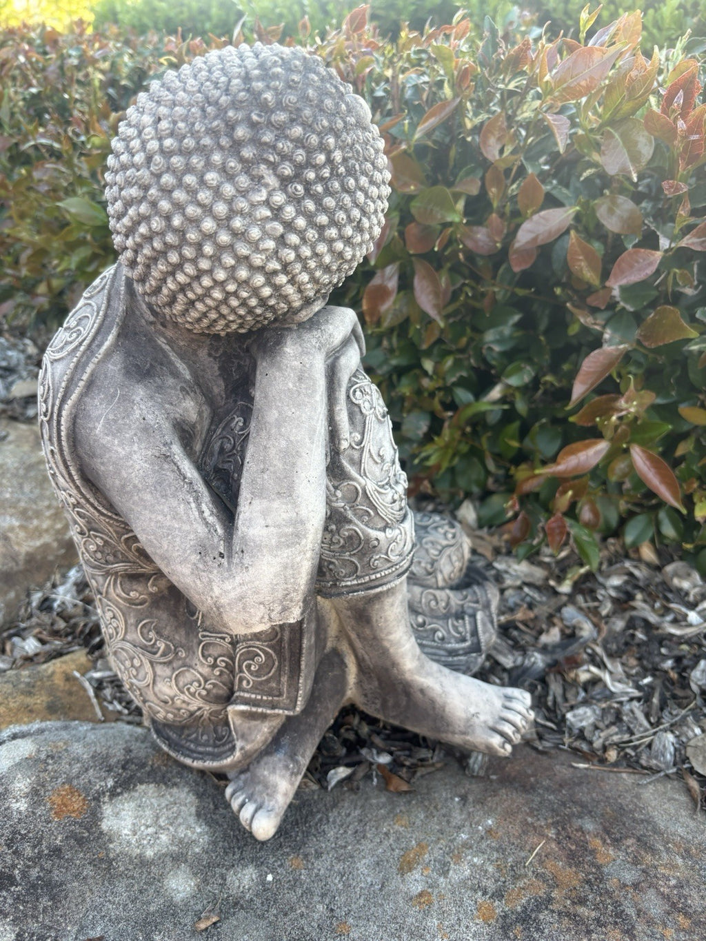Concrete Buddha Garden Statue | Peaceful Sitting Buddha Outdoor Ornament