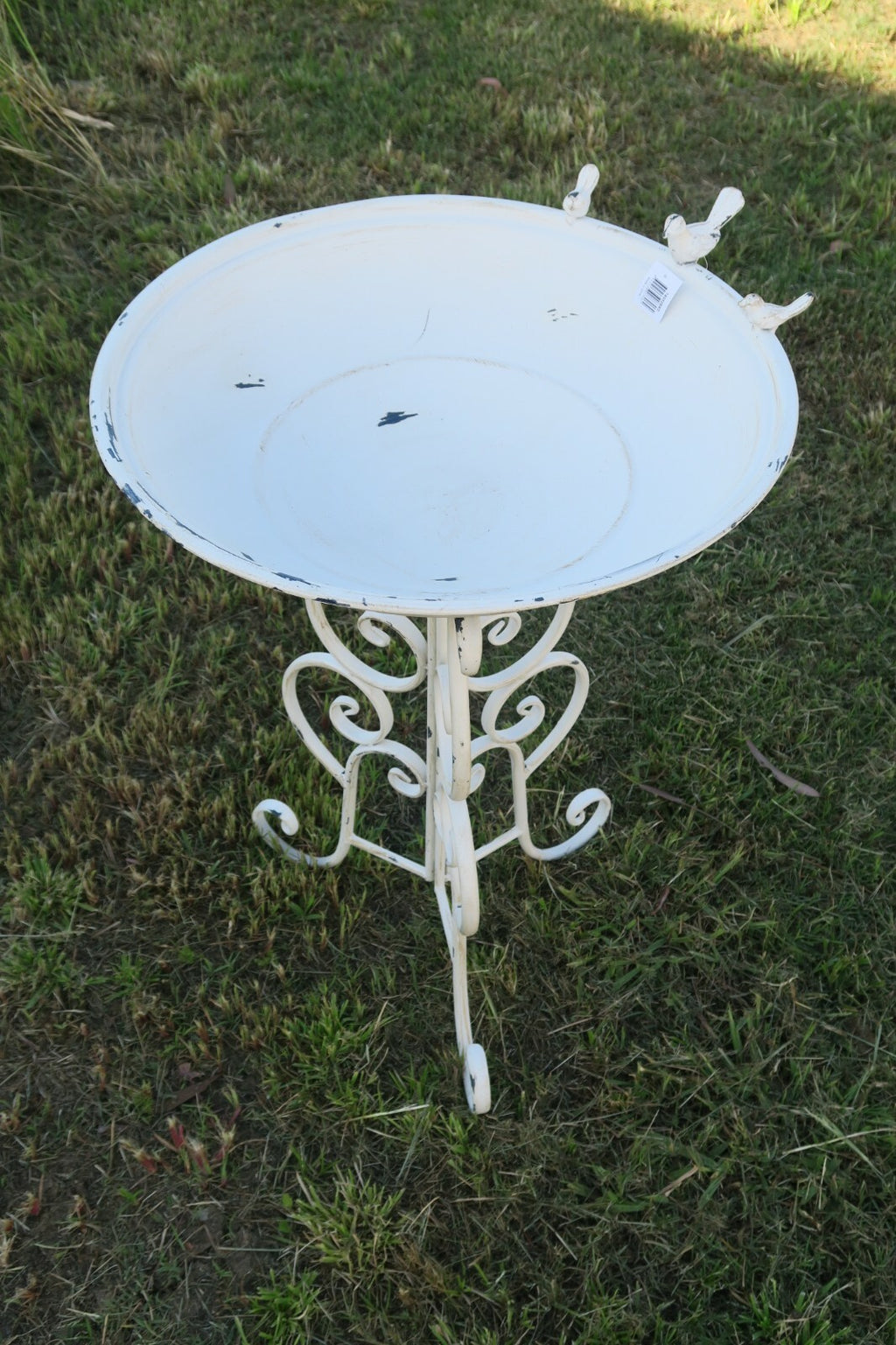 Wild Bird Bath Feeder Food Station Garden Ornaments Metal White Pad Bee Water