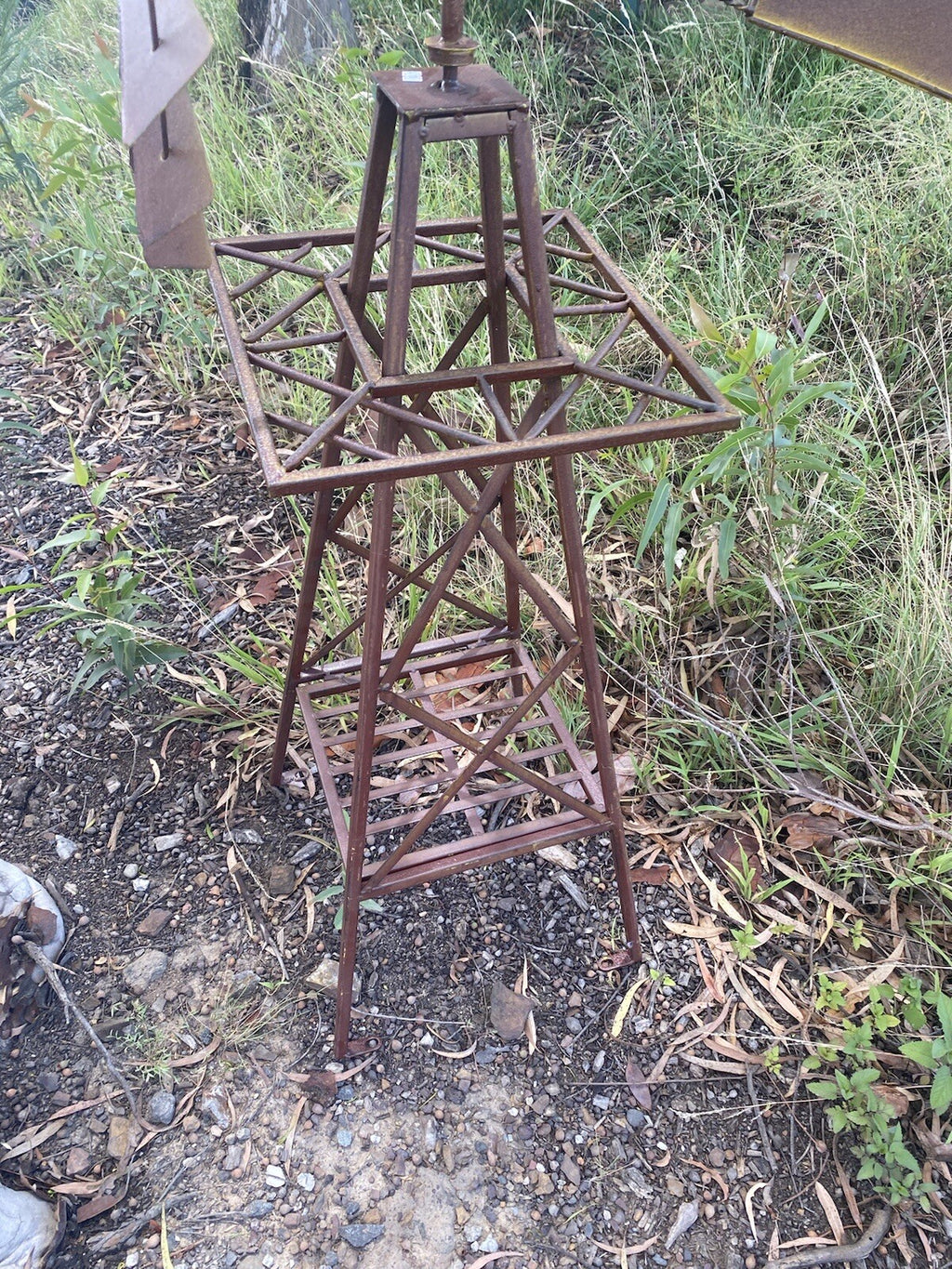 Rustic Windmill Metal Southern Cross Garden Ornament Sculpture Rust  230CM