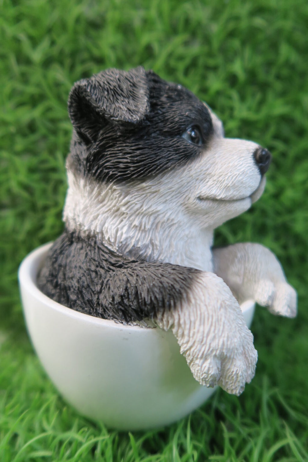 BORDER COLLIE TEACUP PUPPY GIUDE DOG ANIMAL GARDEN STATUE ORNAMENT MEMORIAL