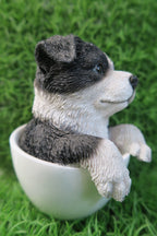 BORDER COLLIE TEACUP PUPPY GIUDE DOG ANIMAL GARDEN STATUE ORNAMENT MEMORIAL