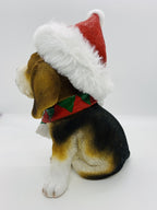 BEAGLE SITTING DOG CHRISTMAS XMAS ANIMAL GARDEN STATUE ORNAMENT