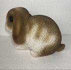 RABBIT BUNNY MINI LOP ANIMAL GARDEN STATUE ORNAMENT FIGURINE BROWN WHITE