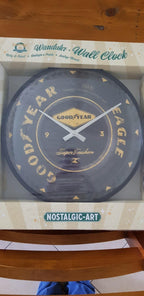 Retro Wall Clock GOOD YEAR - GARAGE 30cm Metal & Glass Licensed black