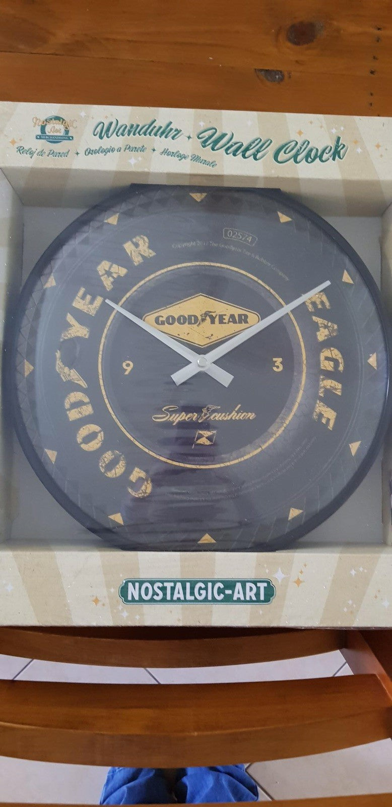Retro Wall Clock GOOD YEAR - GARAGE 30cm Metal & Glass Licensed black