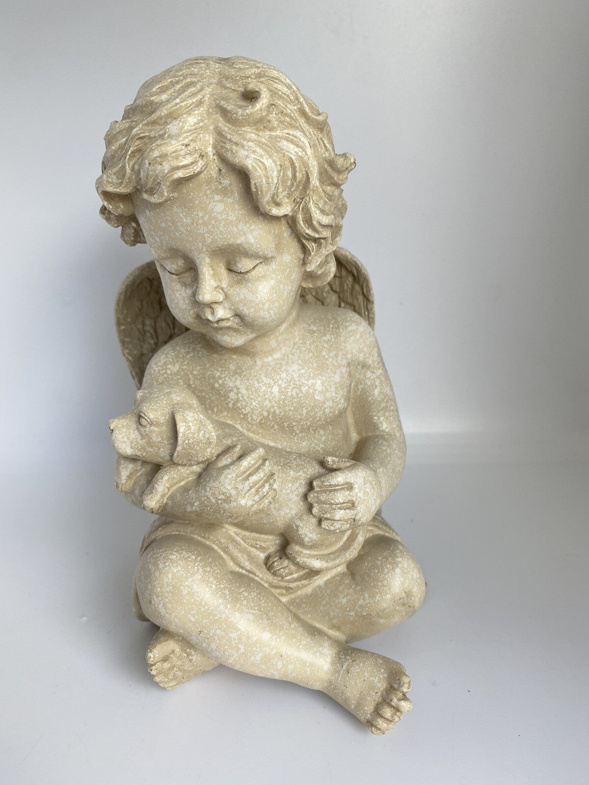 DOG MEMORIAL STATUE DOG PUPPY WITH WINGS PLAQUE  ORNAMENT