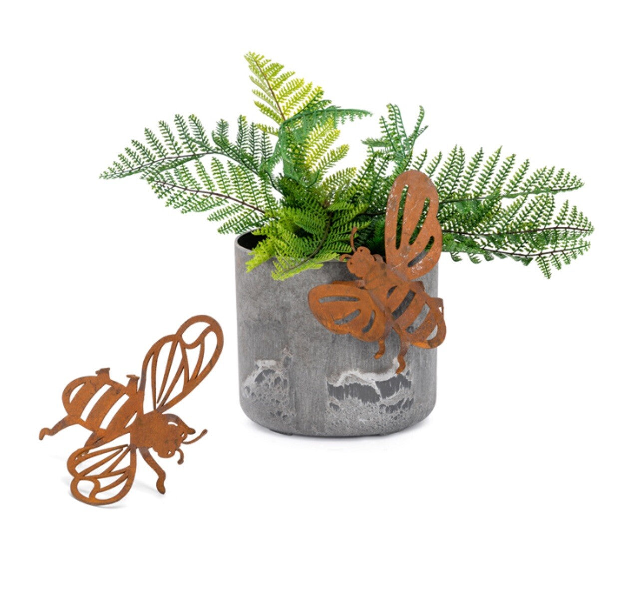 Bee Corten Statue Garden Pot Sitters Sitter Hanger Ornament Small Set of 2