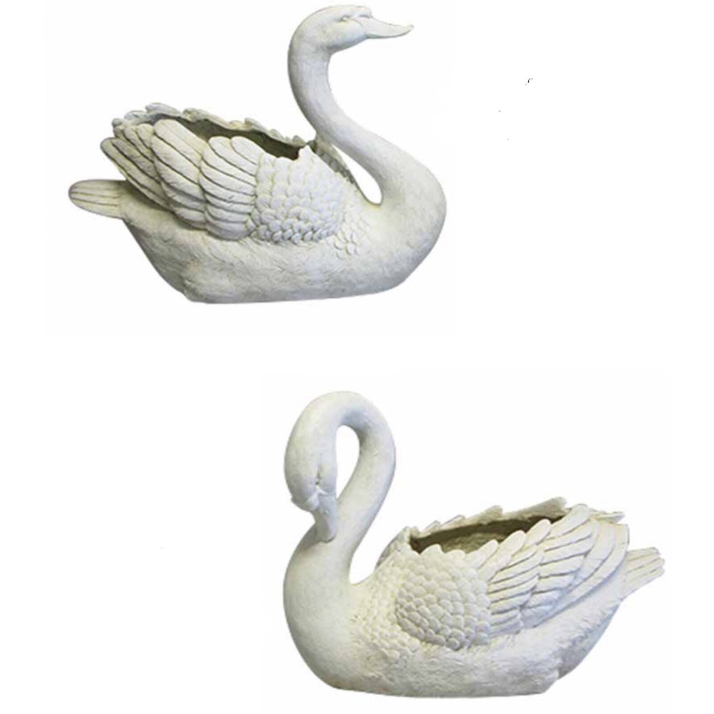 Swan Planter Pot Plant Garden Sculpture Statue White Hamptons Large White