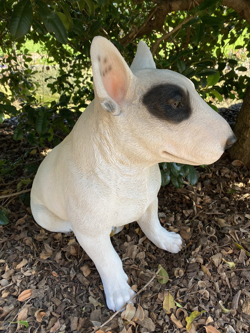 BULL TERRIER SITTING DOG ANIMAL GARDEN STATUE ORNAMENT FIGURINE LARGE