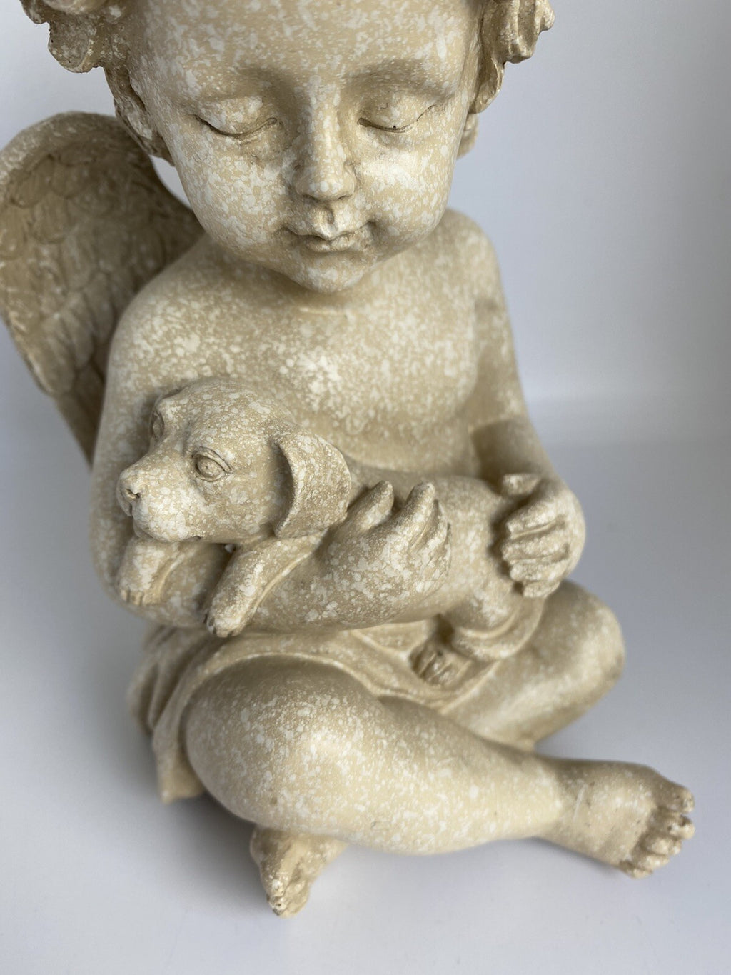 DOG MEMORIAL STATUE DOG PUPPY WITH WINGS PLAQUE  ORNAMENT