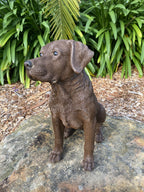 LABRADOR SITTING DOG PUPPY CHOCOLATE BROWN GUIDE GARDEN STATUE ORNAMENT MEMORIAL