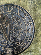 SUNDIAL CAST IRON GARDEN DECOR BRONZE FINISH WITH ROSE PATTERN