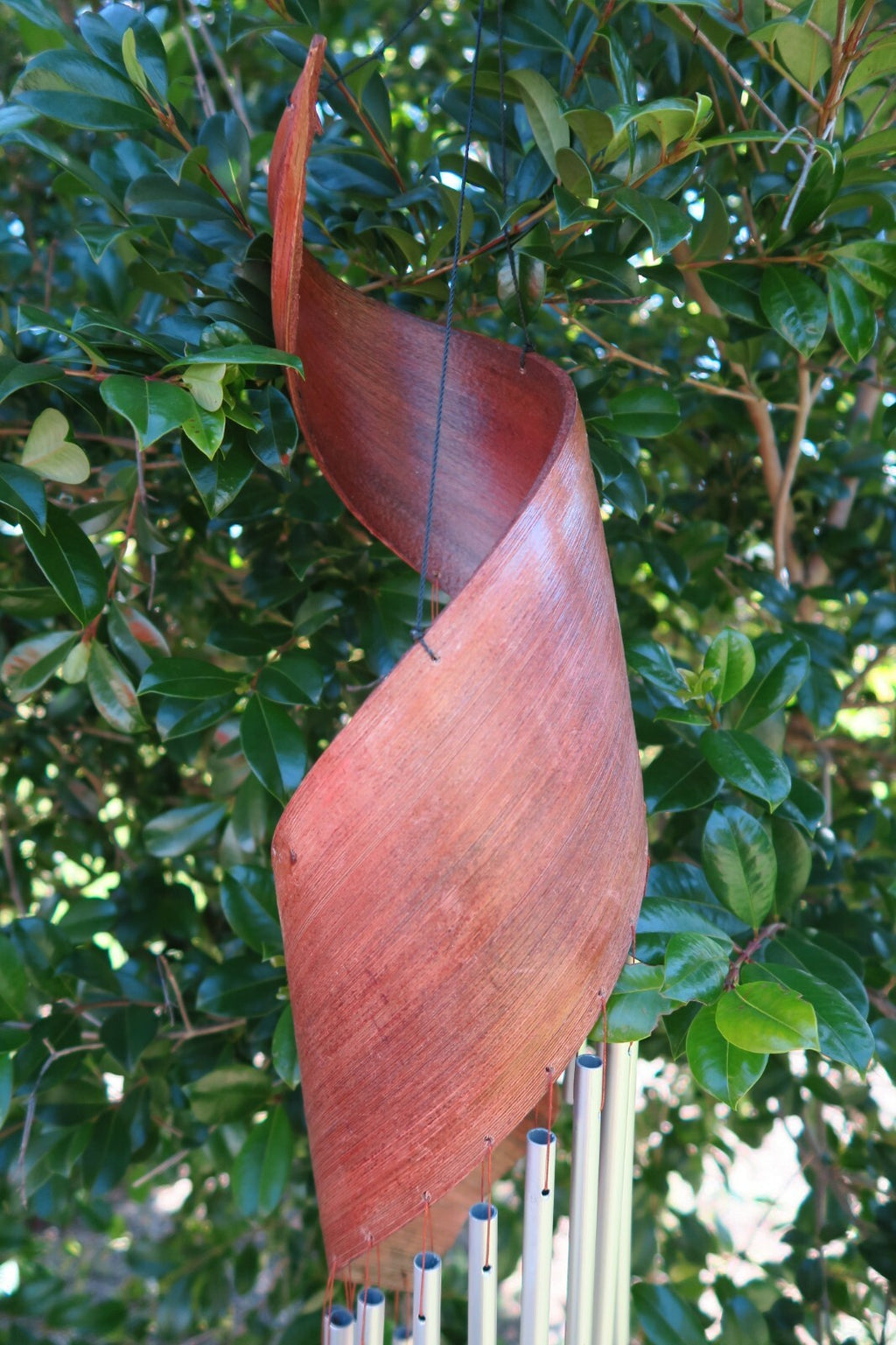 Bamboo Wind chimes Garden windchime wind chime Swirly made from Bamboo Leaf