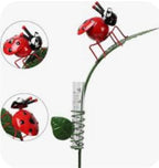 RAIN GAUGE RED LADY BUG ON A LEAF STAKE GARDEN DECOR