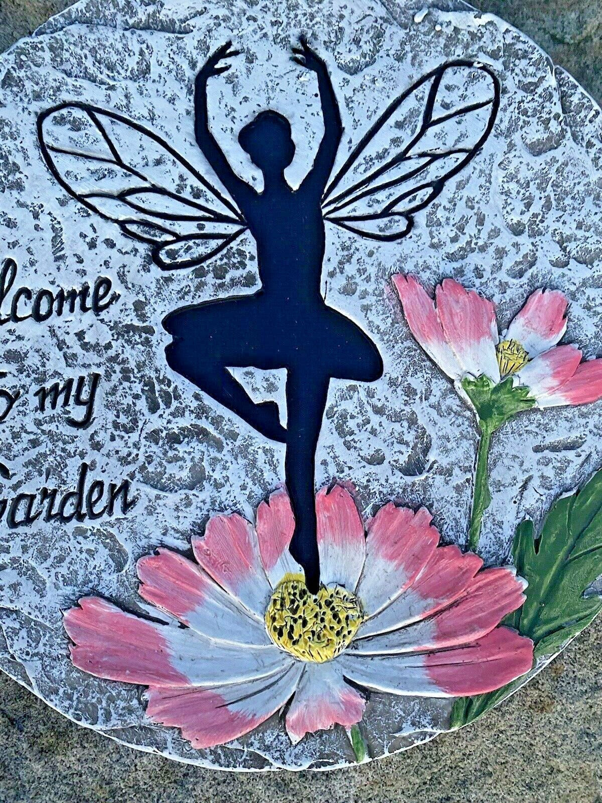 Welcome To My Garden Fairy Cement Garden Path Stepping Stone Ornament Sign 25cm