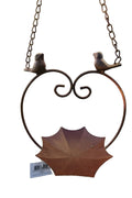 Wild Bird Feeder With Two Birds Native Garden Outdoor Metal Hanging Design Silve
