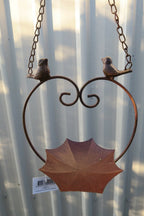 Wild Bird Feeder With Two Birds Native Garden Outdoor Metal Hanging Design Silve