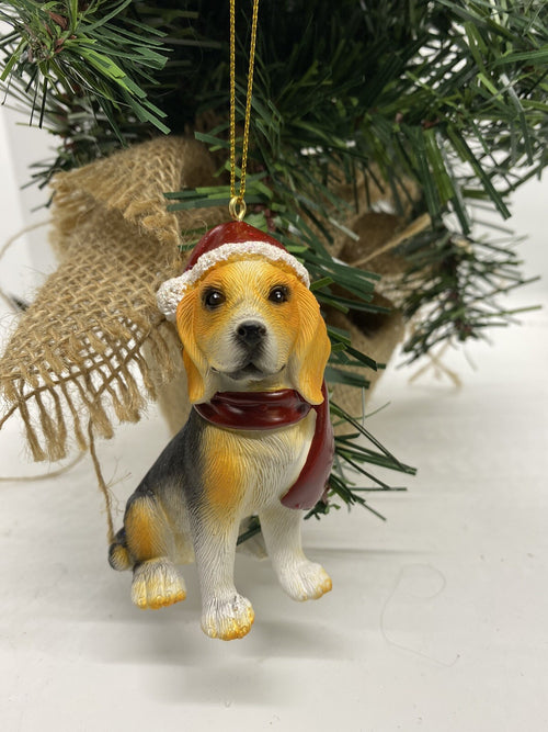 2 x Beagle Dog Puppy Christmas Xmas Tree Decoration Statue Home Decor