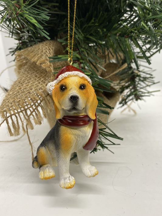 2 x Beagle Dog Puppy Christmas Xmas Tree Decoration Statue Home Decor