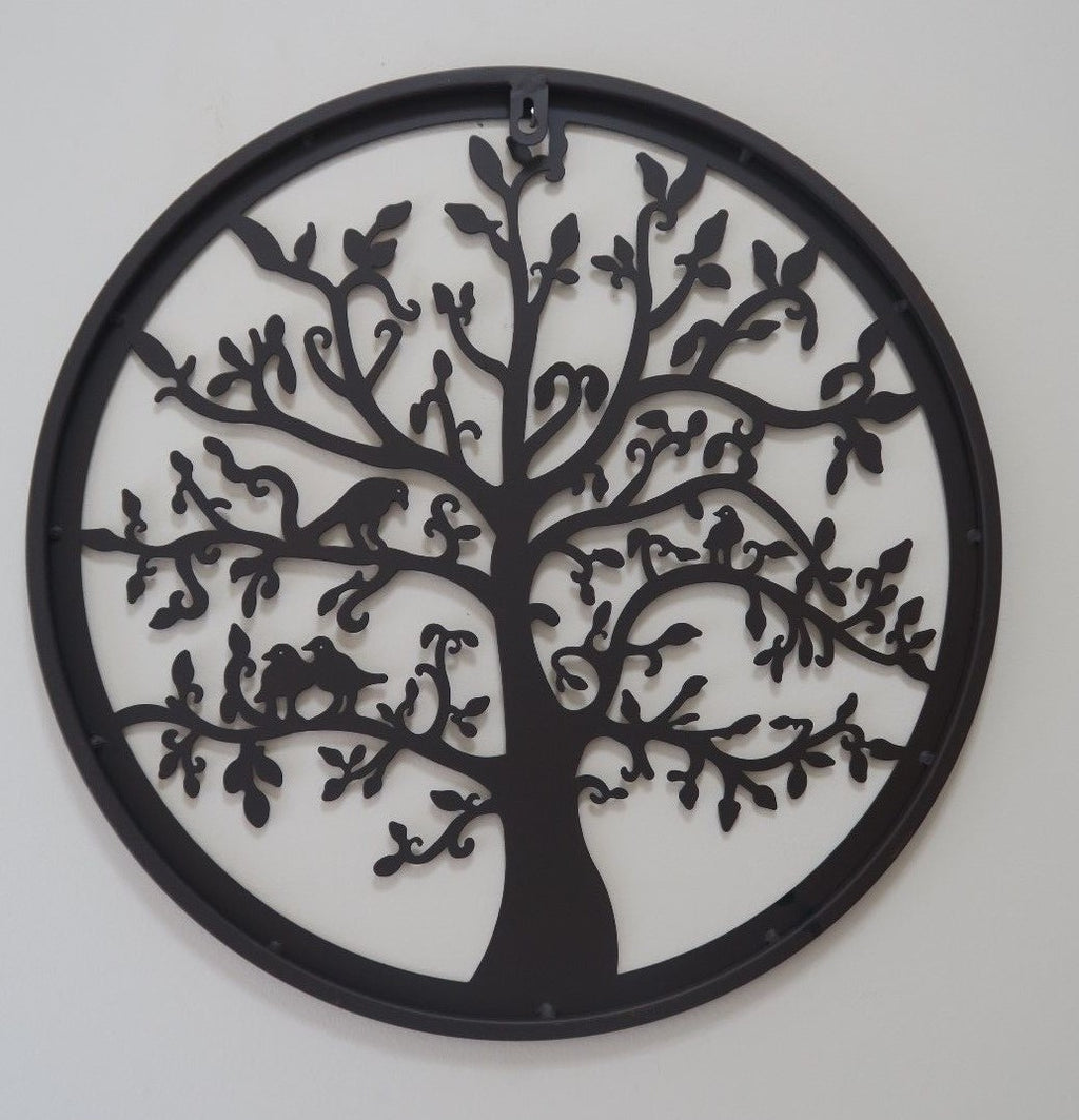 Tree of Life Metal Hanging Wall Art 40 cm Round Rustic Sculpture Home Garden