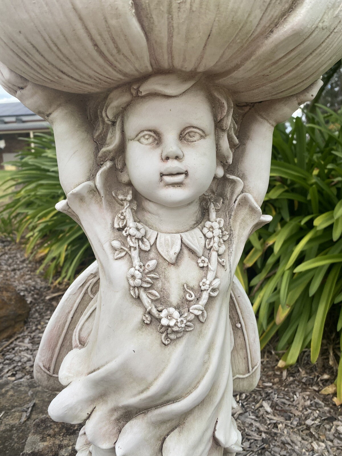 Fairy Bird Bath Feeder Bee Garden Animal Statue Ornament