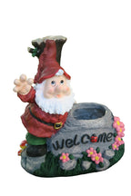GNOME WELCOME PLANT POT PLANTER FLOWERS LADBUG WAVING GARDEN DECOR