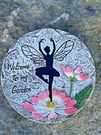 Welcome To My Garden Fairy Cement Garden Path Stepping Stone Ornament Sign 25cm