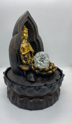 BUDDHA GOLD THAI GILT WATER FEATURE FOUNTAIN INDOOR OUTDOOR BENCH TOP HOME DECOR