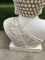 THAI BUDDHA HEAD PLANTER FLOWER POT ORNAMENT ANTIQUE WHITE 46CM