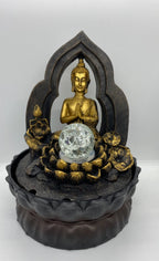 BUDDHA GOLD THAI GILT WATER FEATURE FOUNTAIN INDOOR OUTDOOR BENCH TOP HOME DECOR