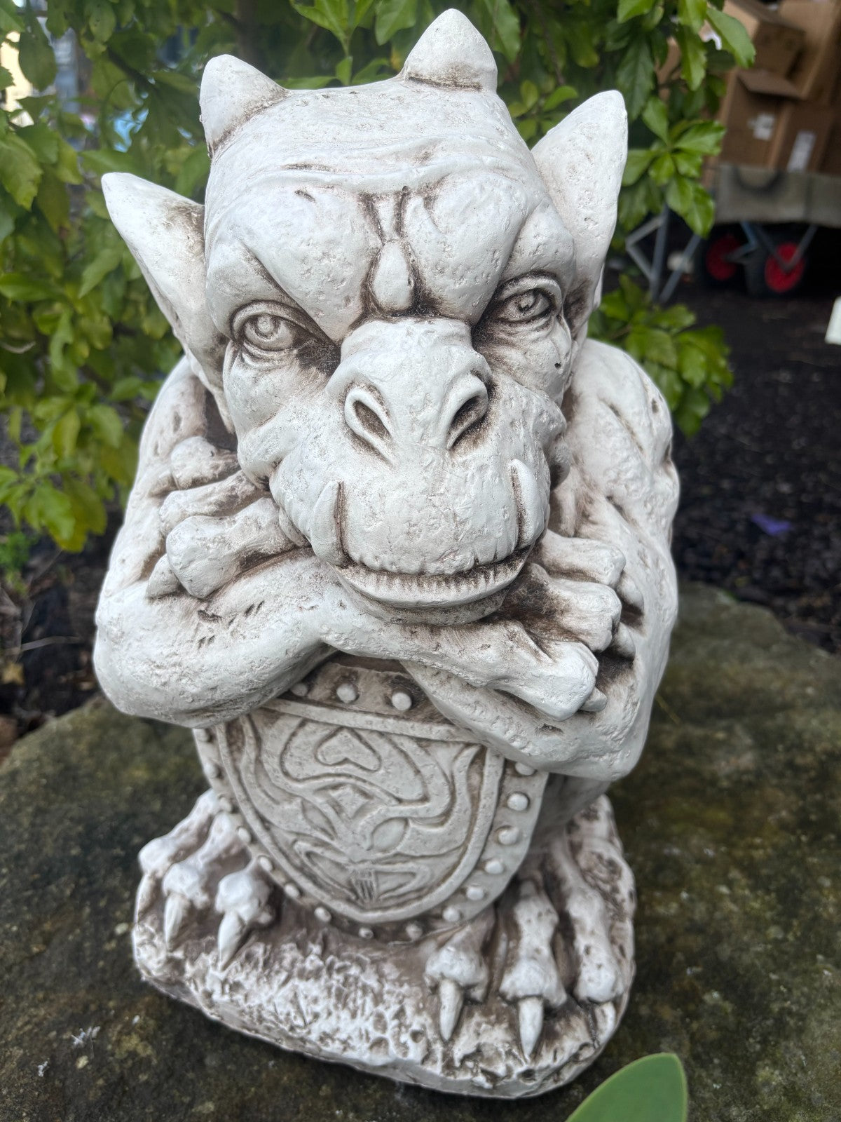 Gargoyle With Shield ,Gargoyle with Sword Garden Statue Ornament 46 cm High