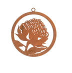 Australian Waratah Flower Round Rust Corten Steel Metal Hanging Décor 28cm
