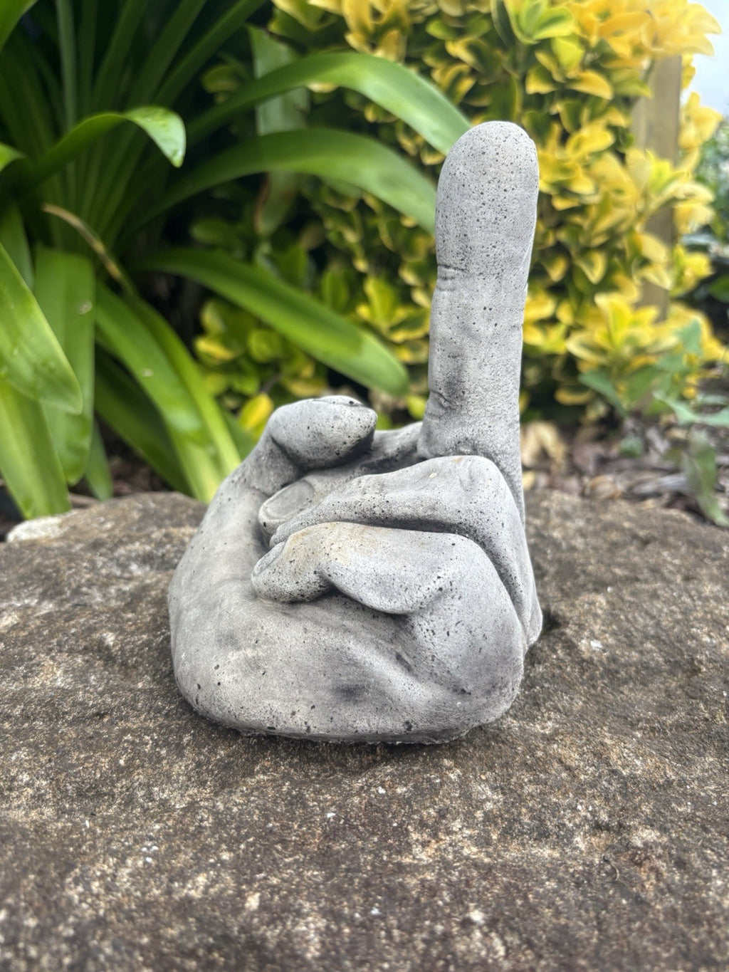 Finger Up Concrete Garden Statue Ornament Figurine 15 cm high