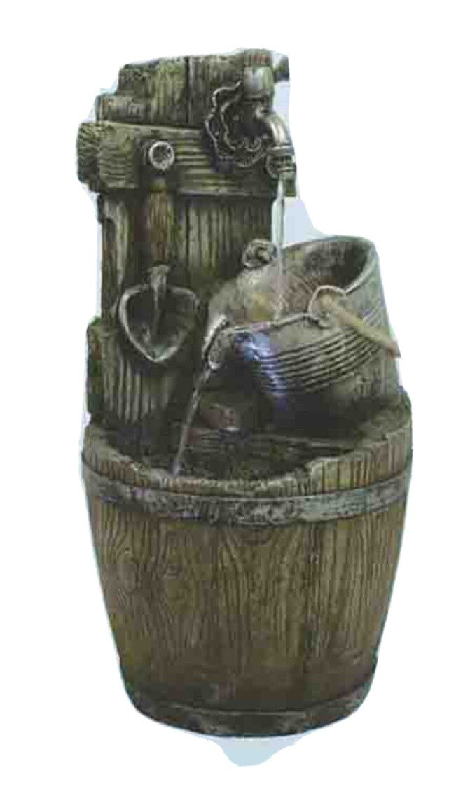 COURTYARD TAP BUCKET WATER FEATURE FOUNTAIN INDOOR OUTDOOR BENCH TOP HOME DECOR