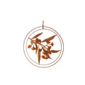 Gum Tree Branch Flowers Round Rust Corten Steel Metal Hanging Double Ring 34 cm