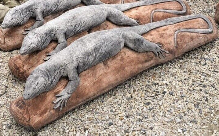 Goanna Basking Lizard Statue Ornament Animal Concrete Garden Australian Made 1 m
