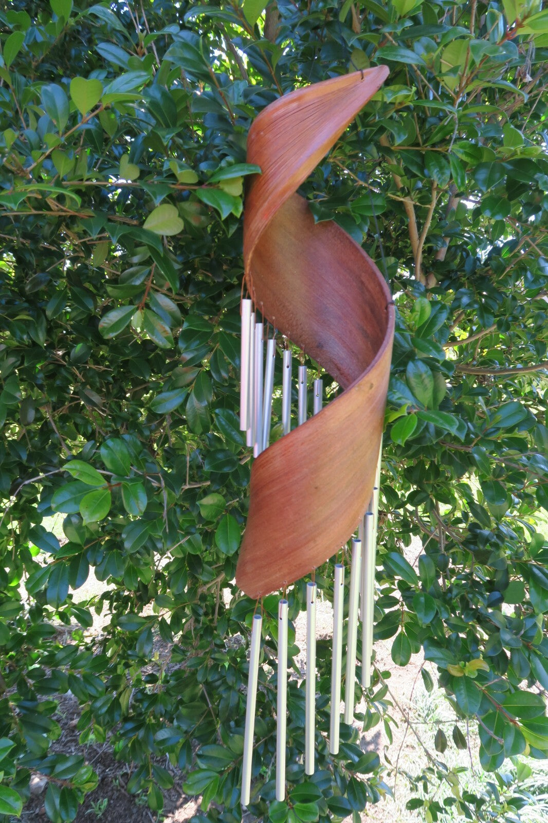 Bamboo Wind chimes Garden windchime wind chime Swirly made from Bamboo Leaf