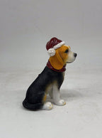 2 x Beagle Hound Dog Puppy Christmas Xmas Tree Decoration Statue Home Decor
