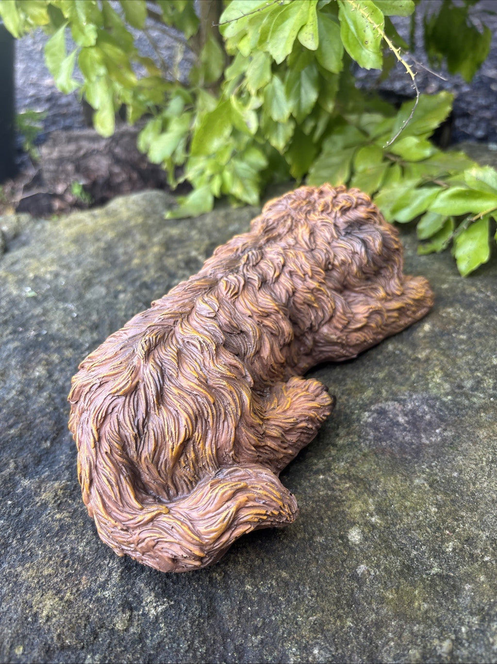 CAVOODLE SLEEPING STATUE PUPPY DOG ANIMAL GARDEN ORNAMENT SCULPTURE