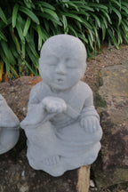 Monk Statue Buddha Shaolin Concrete Garden Ornament 42CM High Grey Set of 3
